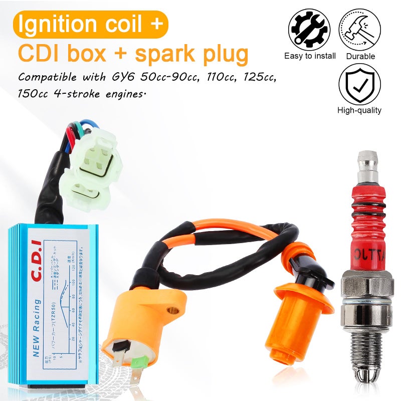 QAZAKY Performance Ignition Coil + CDI AC Box + Spark Plug for GY6 50cc-90cc 110cc 125cc 150cc 4-stroke Engine Scooter ATV Go Kart Moped Quad Go Kart Pit Dirt Racing Bike Motorcycle 139QMB 152QMI - Image 5